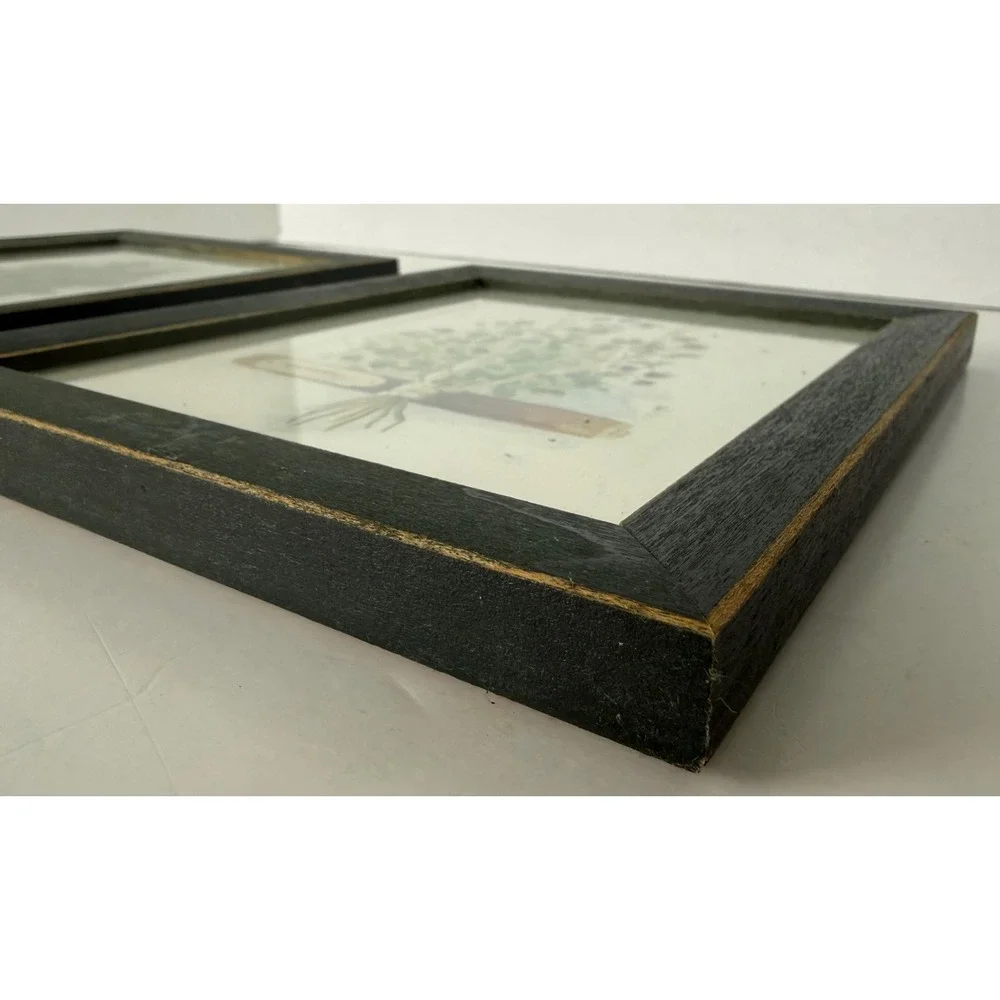 Vtg Set of 2 Peggy Abrams‎ Cottage Herbs Oregano/Basil Framed Prints Green